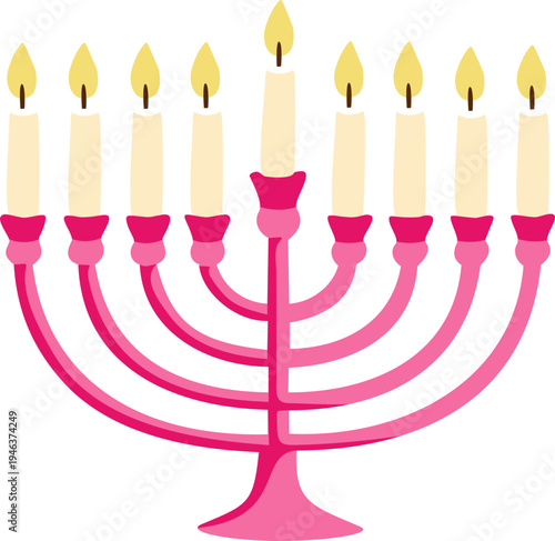 Hanukkah menorah candle icon vector, jewish holiday symbol light flame tradition religion celebration festival design isolated graphic element set collection group for web app print.