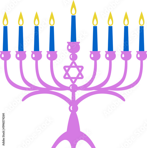 Hanukkah menorah candle icon vector, jewish holiday symbol light flame tradition religion celebration festival design isolated graphic element set collection group for web app print.