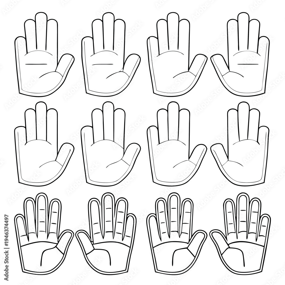Obraz premium Hand gesture line art in on white background. 