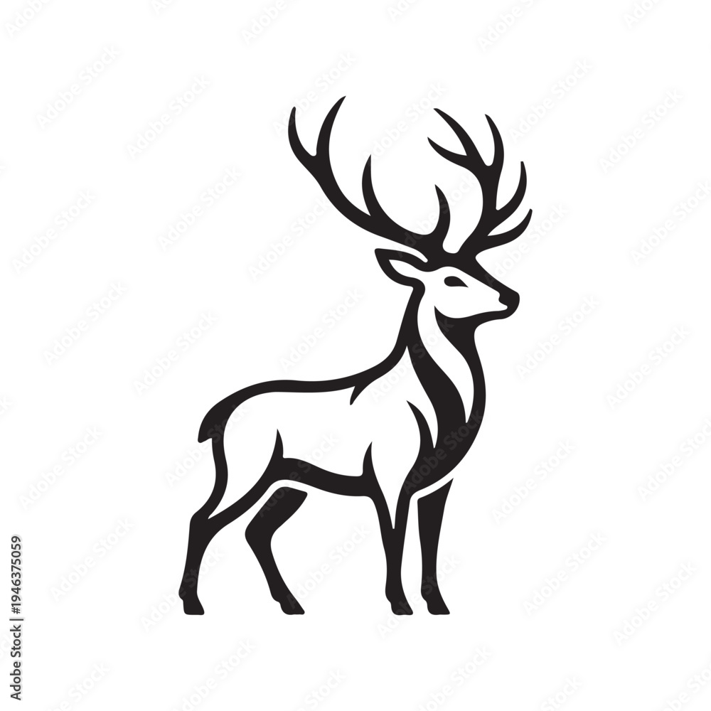 Fototapeta premium Deer professional simple design, black and white