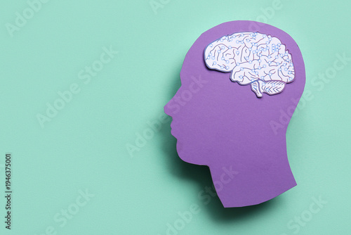 Paper human head with brain...