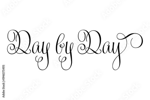 Day by Day - Day by Day words on white background, calligraphy, handwritten, vector
