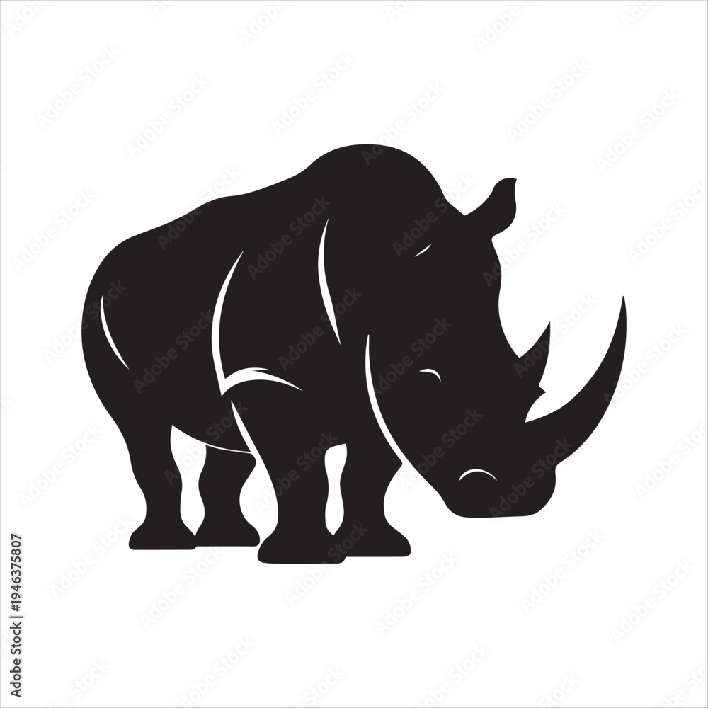 Fototapeta premium majestic Rhino abstract silhouette outline logo design concept illustration idea