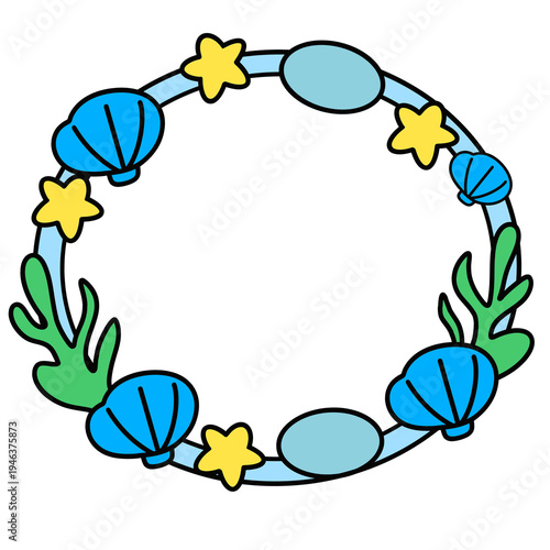 Cute Underwater Sea Wreath Frame Illustration