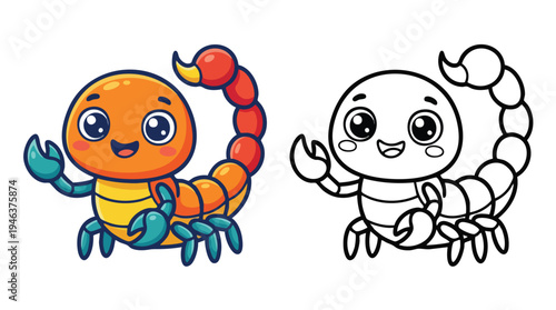 Coloring Book Scorpion Vector Illustration Page for Children