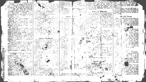 Old newspaper with torn and damaged pages