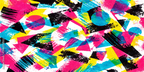 Abstract colorful background with artistic watercolor paint splashes and a rainbow texture design featuring a grunge floral pattern for an illustration wallpaper