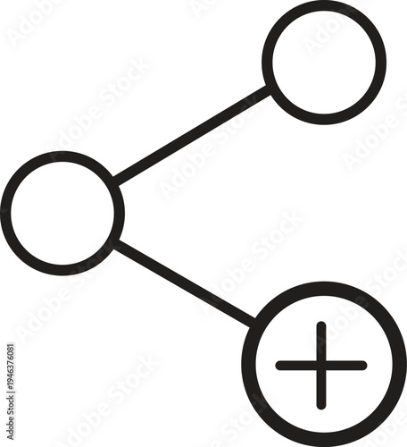 Print, Add share connection icon with plus symbol for inviting users and social growth