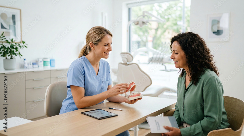 Fototapeta premium Dental consultation in a modern neighborhood clinic