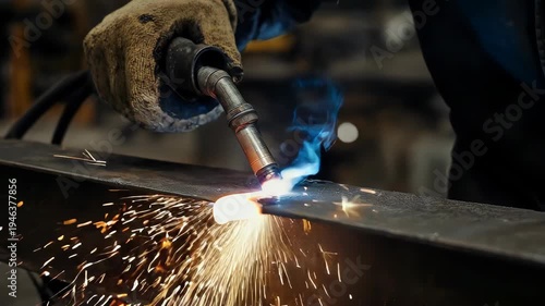 Welding Process - Sparks and Precision in Metal Fabrication.