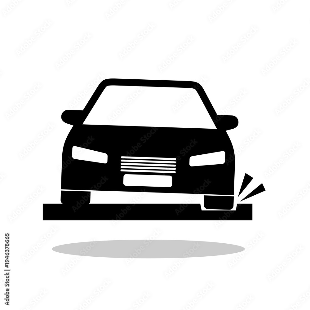 Obraz premium Pothole icon with a car shadow