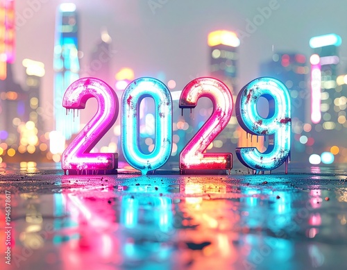 In 2029, the future is now. Blinding neon lights reflect off wet pavement, illuminating the path forward. Embrace the digital revolution. Shape your destiny. The time is now