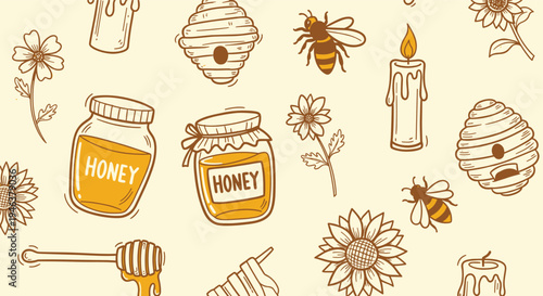 Charming Honey Bee and Flower Pattern with Jars and Candle