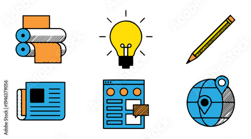 Creative Idea and Design Tools Icons Vector