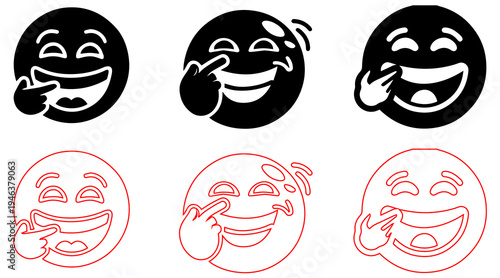 Laughing Emoji Emoticon Face Icons Vector Set