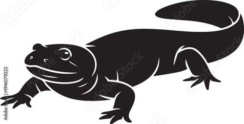 Silhouette of Chinese Giant Salamander icon isolated on white background