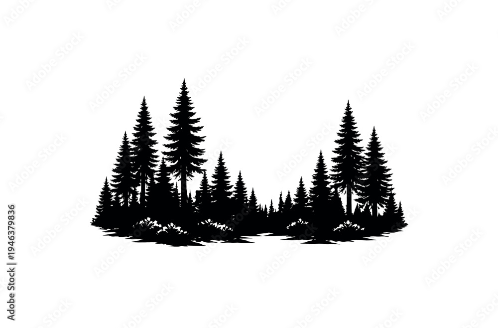 Obraz premium forest vector silhouette