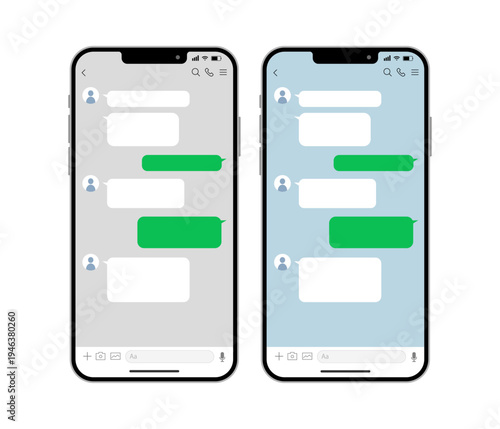 スマートフォンチャット画面モックアップ（メッセージアプリUI・スマホテンプレート）Smartphone Chat UI Mockup
