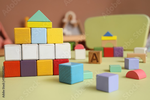 Cubes on table in children'...