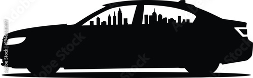 Urban Skyline Car Silhouette