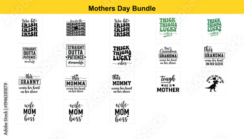 Mothers Day Bundle of typographic stickers and labels for mothers and grandmothers  various phrases and slogans for mom life and motherhood