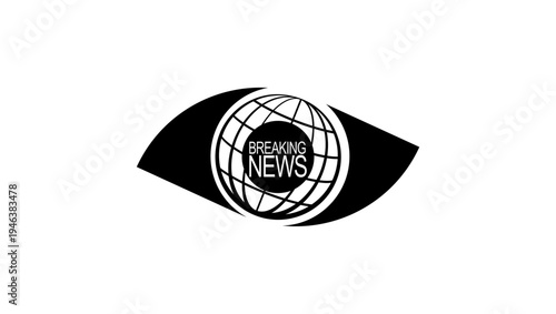 Breaking news banner, black isolated silhouette