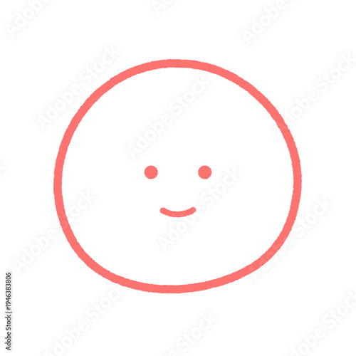 にこにこ笑っている顔の手書きの絵文字 - シンプルでかわいい笑顔やLIKE･いいねの表情の赤線画素材