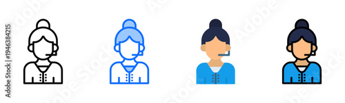 Call Center Agent Icon Collection Set Multiple Style