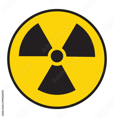 Radioactive warning yellow circle sign. Radioactivity warning symbol Victor Art Illustrations