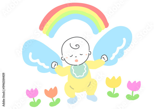 天使のように眠る赤ちゃん　お昼寝アート