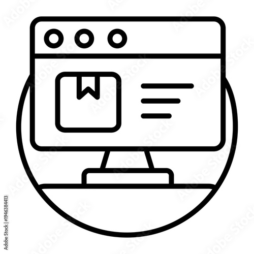 Line style icon depicting a product dashboard