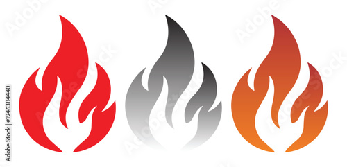 Set of fire flame icons set Vector illustration Art