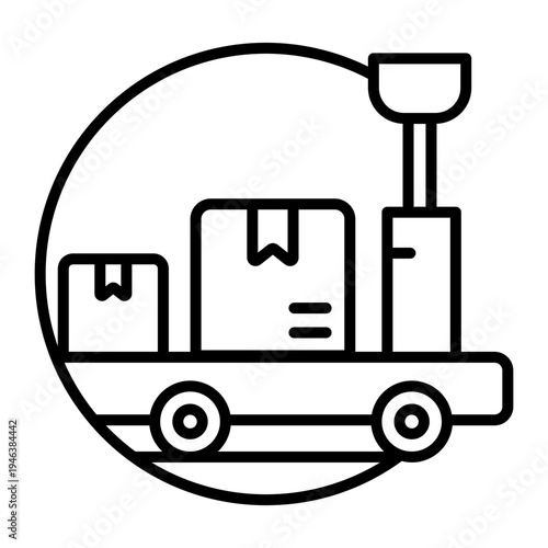 A linear icon showing a warehouse trolley