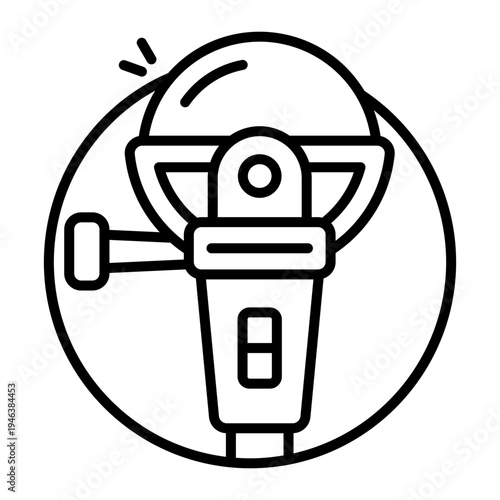 An outline icon depicting an angle grinder