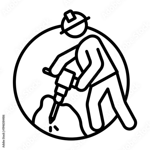A linear icon showing a jackhammer