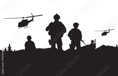 Silhouette of a war situation black color only Victor Illustrations