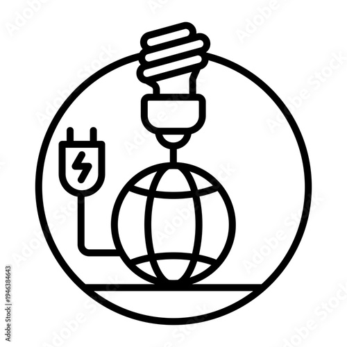 An outline icon depicting global power
