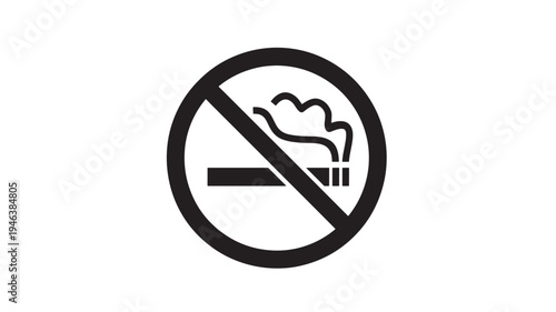 No smoking symbol with cigarette and smoke inside a black circle with a diagonal line. featuring prohibited, forbidden, warning with sign and icon