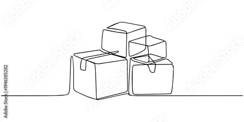 Blue ribbon gift box isolated on white background illustration of a present package cube icon style