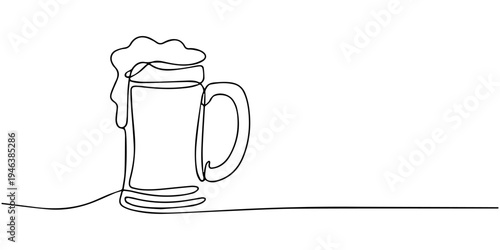 Glass mugs and transparent pint glasses filled with cold foamy golden beer isolated on a white background in a pub style setting