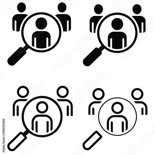 Hiring Recruitment Human Resources Concept, Job Vacancy and Employee Search Icons, HR Management Symbols