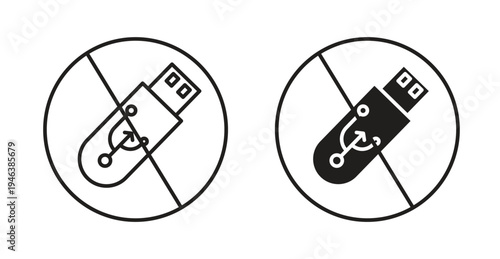 No USB flash drive signs. web vector design