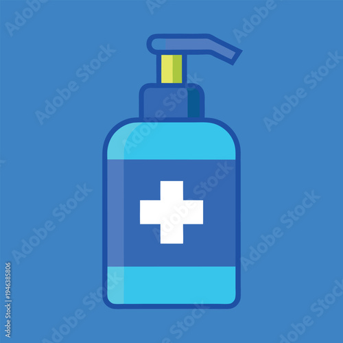 Blue plastic bottle with shower gel