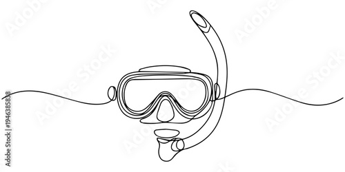 Scuba diving mask and equipment on white background with isolated technology objects