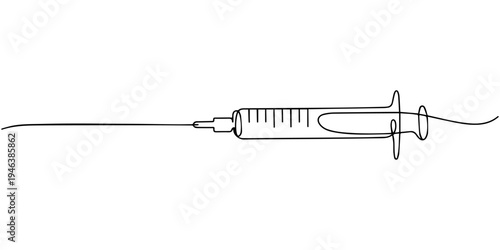 Medical syringe with needle on white background
