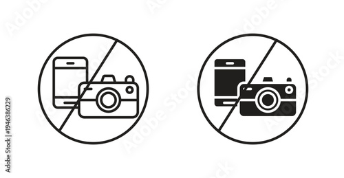 Photo and phone forbidden signs. web vector design