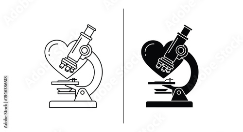Microscope and Heart Icon Set