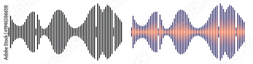 Abstract audio waveform visualization, vector sound wave equalizer icon signal and music wave pattern.