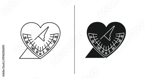 Heart shaped compass illustration