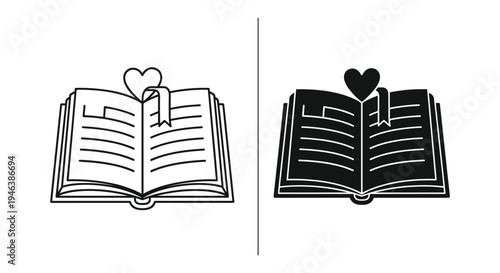 Open books with hearts